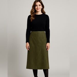 Women’s Faux Suede Skirt Sz 8 Green Color Mid Calf  VTG Jaclyn Smith Faux Wrap